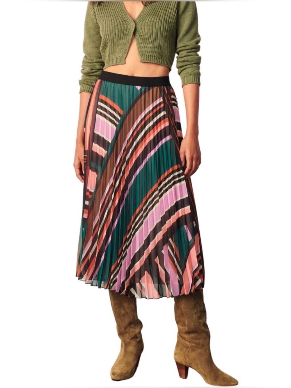 ba&sh UHENDY Pleated Mid-Length Skirt L - Picture 5 of 14